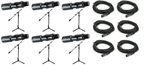 Gator GFW ID Mic Stand With Cables 6 Pack Exclusive Bundle