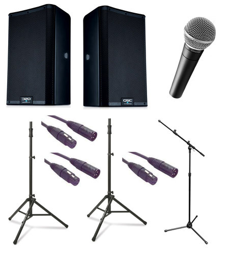QSC K8.2 Dual 3 K Active Speaker Exclusive Bundle