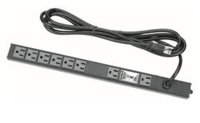 Middle Atlantic Products PD-815SC-NS Extra short 8 outlet, single 15 amp circuit slim power strip w/cord