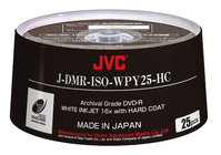JVC JDMR-ISO-WPY25-HC 25-Pack of ISO Certified White Inkjet Printable Archival DVD-R Discs