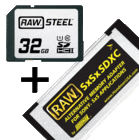 Hoodman SXSKIT32U1 32GB RAW STEEL SDHC UHS-1 Card, & SxS Adapter Kit