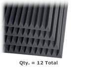 Auralex 2SF24CHA 2" x 2ft x 4ft Studiofoam® Wedge in Charcoal, Quantity of 12