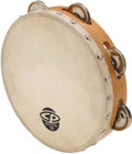 Latin Percussion CP378 8" CP Wood Tambourine with Single Row of Jingles and Calfskin Head