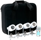 ADJ PinPoint GO Pak Kit with 4 PinPoint GO Battery-Powered LED Pinspots with Remote and Case