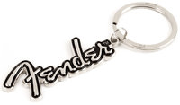 Fender 910-0274-000 Silver / Black Logo Metal Keychain