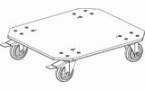 Grundorf Corp TLR-EXD-LC2B Large 4" Caster Wheel Dolly Plate with 2 Brakes