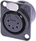 Neutrik NC5FDL-B-1 5-Pin Black XLR-F Panel Receptacle with Gold Contacts