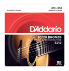 D`Addario EJ12 80/20 Bronze Acoustic Guitar Strings, Medium, 13-56