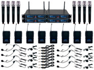 VocoPro UDH-8-ULTRA Eight Channel UHF/DSP Hybrid System with Handheld Microphones, Bodypacks, and Instrument Cables