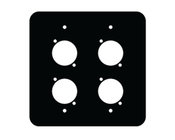 Mystery Electronics FP-2G-4-B  2 Gang FPG Series Black Wall Panel with 4 Neutrik D Cutouts