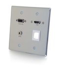 Cables To Go 60117 RapidRun VGA + 3.5mm Audio Double Gang Wall Plate with HDMI Pass Through and One Keystone