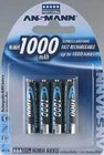 Ansmann AAA-RECHARGEABLES Rechargeable NiMH Batteries, AAA, 1,000 mAh, 4 Pack