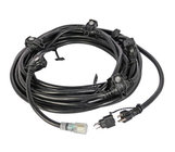 Lex 50112BA 50' 20A Black O-String with 6 NEMA 5-15 Receptacles