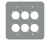 Mystery Electronics FP-2G-6-S 2 Gang FPG Series Stainless Steel Wall Panel with 6 Neutrik D Cutouts