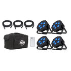 ADJ MEGA-FLAT-HEX-PAK 4x Mega Par Profile Plus, DMX, Bag & Remote Package