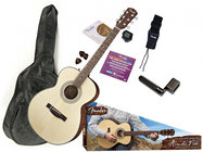 Fender FA-125S Folk Pack Folk-Sized Acoustic Guitar, Natural Finish
