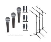 Shure SM58LC-TRIO-K SM58-LC TRIO Bundle with (3) Mics + (3) Tripod Mic Stands / Booms + (3) Cables