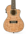 Lanikai QM-NACEC Quilted Maple Natural Cutaway Electric Concert Ukulele with Foam Case, Fishman Kula Preamp