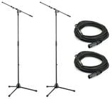 K&M 210/9-PK2-K 2x Microphone Stand and XLR Cable Bundle