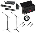 Audio-Technica Wireless Dual Handheld System Bundle with Case, Mic Stand, XLR Cables and CAT6 Cables