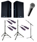 QSC K8.2-DUAL-3-K Active Speaker Bundle with Speakers, Microphone, Stands and Cables