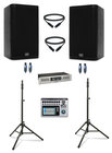 QSC E110-DUAL-GX3-2-K QSC Passive 10" Speaker Bundle with Amp, Cables, and Mixer