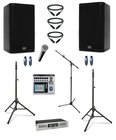 QSC E110-DUAL-GX3-4-K QSC Passive 10" Speaker Bundle with Amp, Cables, Microphone, and Mixer