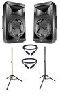 JBL EON-612-DUAL-2-K Active JBL 12" Powered Speaker Bundle with Stands and Cables