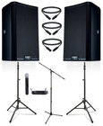 QSC K8.2-DUAL-3W-K Active 8" Speaker Bundle with Microphone, Stands, and Cables