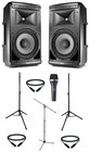 JBL EON-610-DUAL-3-K Active Speaker Bundle with Speakers, Microphone, Stands and Cables