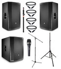 JBL PRX815W-DUAL-SUB-3-K JBL Active 15" Speaker Bundle with Subwoofer, Microphone, Stands, and Cables