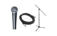 Shure Beta 58A Bundle Supercardioid Dynamic Vocal Mic with Boom Stand and XLR Cable