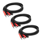 Hosa CPR202-THREE-K  6.6' Dual 1/4" TS Male - Dual RCA Male Audio Cable 3 Pack Bu 