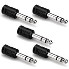 Hosa GMP103-FIVE-K  3.5mm TRS - 1/4" TRS Headphone Adapter 5 Pack Bundle 