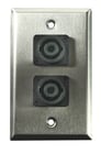 Whirlwind WP1/2NL4 Single Gang Wallplate with 2 NL4 Connectors, Silver