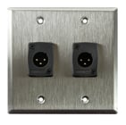 Whirlwind WP2/2MW Dual Gang Wallplate with 2 Whirlwind WC3M XLRM Connectors, Silver