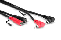 Hosa CRA-202DJ 6.6' Dual RCA to Right-Angle Dual RCA Audio Cable with Ground