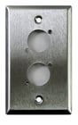 Whirlwind WP1/2NDH  Single Gang Wallplate with 2 D Series Punches, Silver 