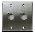 Whirlwind WP2/2NDH  Dual Gang Wallplate with 2 XLR Punches, Silver 