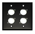 Whirlwind WP2B/4FW Dual Gang Black Wallplate with 4 WC3F XLRF Connectors