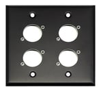 Whirlwind WP2B/4NDH  Dual Gang Wallplate Punched for 4 Neutrik XLR Connectors,Blk 