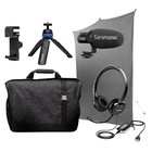 Saramonic Professional Home Base Kit Mobile Video Communications Bundle with Backdrop