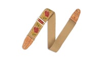 Levys MH8P-009  2 Inch Hemp Vegan Guitar Strap W/ Printed Rosa Motif In Pink 