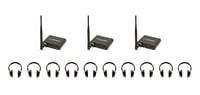 VocoPro SILENTDISCO-310  (3) 3-Channel Wireless Transmitters, (10) LED Headphones 