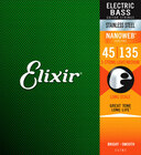 Elixir 14782  Stainless Steel (5 String) Bass Strings with NANOWEB. Medium 