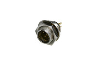 REAN RT5MPR  5 Pole TINY Male XLR Rear Mountable Chassis Connector, Nickel / Gold, Max Panel Thickness 6mm
