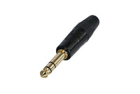 REAN RP3C-B  3 Pole 1/4" Stereo Plug, Black / Gold