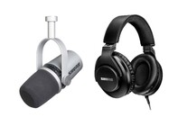 Shure Silver MV7 Headphones Bundle Silver MV7 Podcast Microphone and SRH440A Studio Headphones