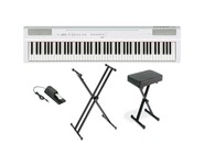 Yamaha P125A Stage Piano Bundle (White) 88-Key Digital Stage Piano with Bench, Stand & FC3A Sustain Pedal