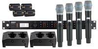 Shure ULXD24Q/B87A-H50 ULXD Quad Channel Handheld Wireless Bundle with 4 B87A Mics, 4 Batteries, 2 Chargers, in H50 Band